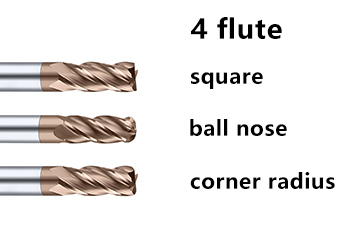 UEX Bronze Coating 4 Flutes Corner Radius HRC60 Milling Cutters