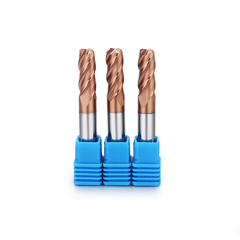 UEX Bronze Coated Corner Radius HRC60 End Mill 4-edges